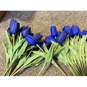 New 20pcs Royal Blue Artificial Tulip Silk Fake Flowers 13.5" for Mother's Day
